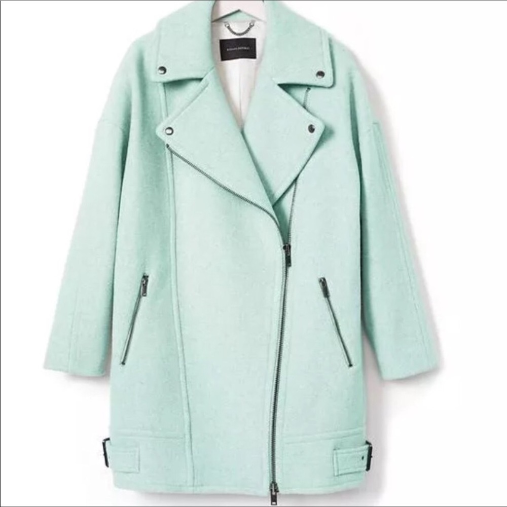 Banana Republic Moto Cocoon Coat in mint color